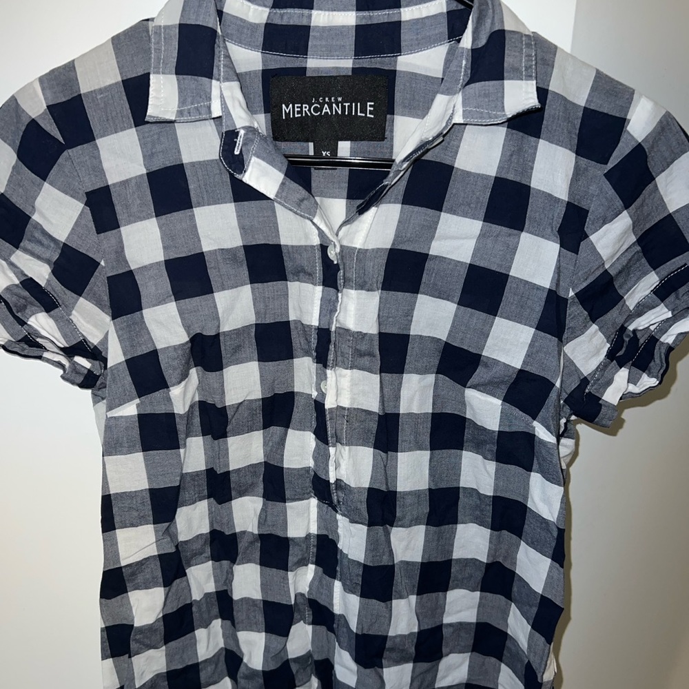 J.Crew plaid top with 3 buttons, perfect for layering